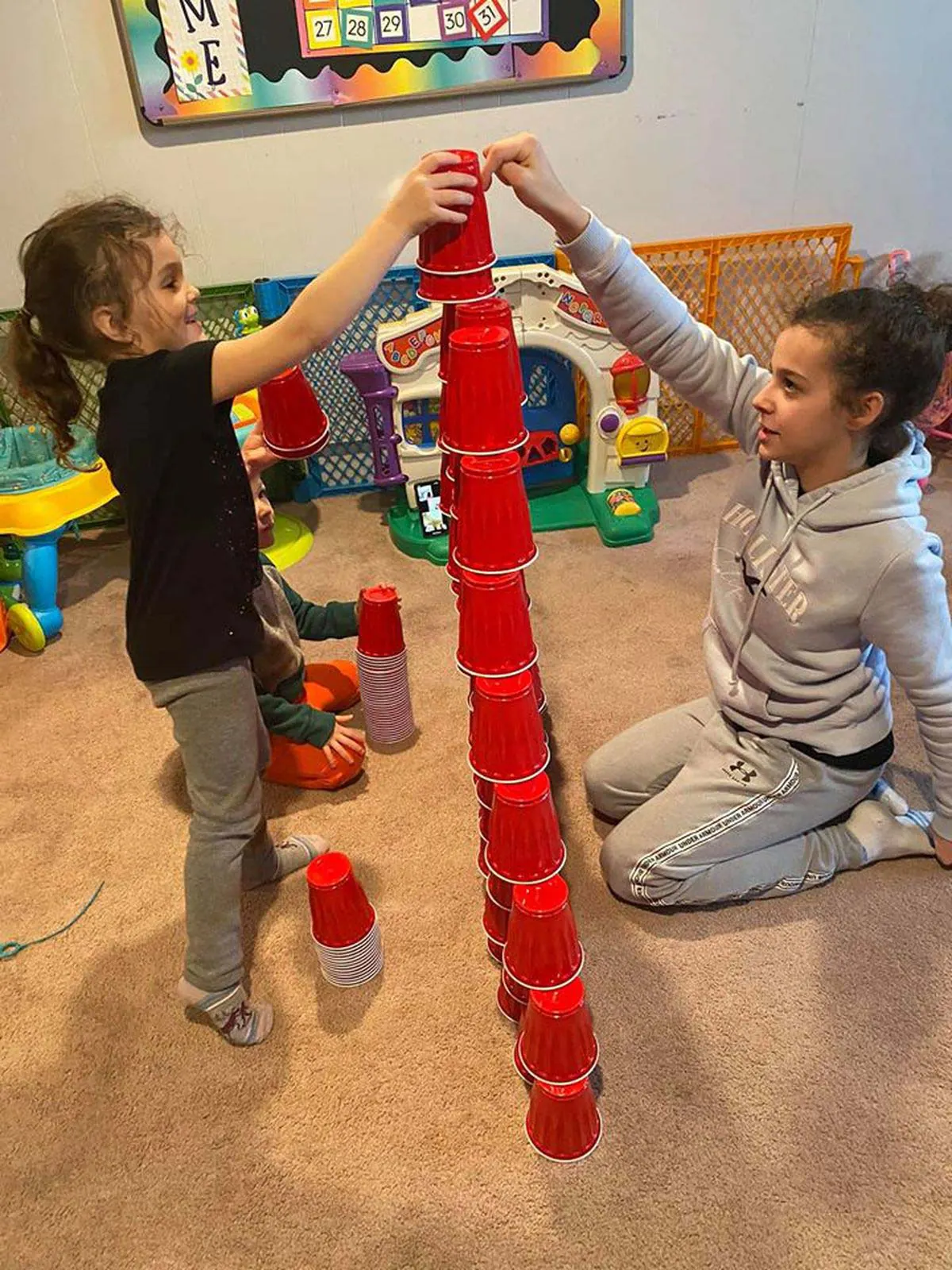 Children engaged in home learning activities